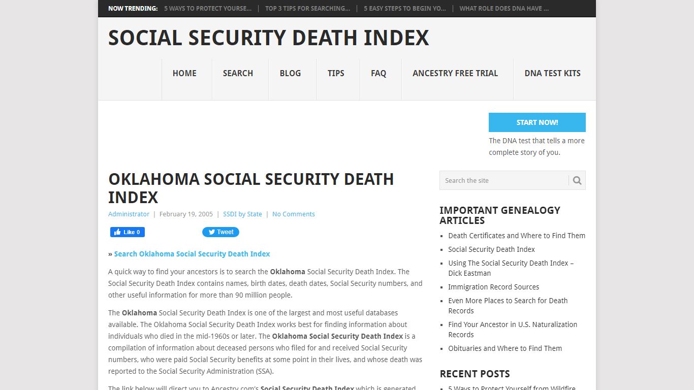 Oklahoma Social Security Death Index
